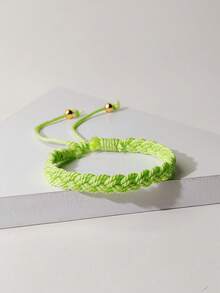 1pc Casual & Fashionable Handmade Braided Wave Pattern Bracelet Suitable For Women's Daily Wear - Red - View 6