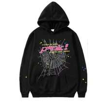 SP5DER Hoodie Cobweb Pattern Spider Worldwide Tracksuit Unisex Sweatshirt Men Women Graphic Outwear, Tracksuit Pullover Sweatshirt For Women Men Matching Hoodies For Couples - Black/hoodie - 查看 4