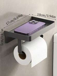 Gun Grey Wall-Mounted Toilet Paper Drawer Rack, Bathroom Hole-Free Toilet Paper Box, Tissue Storage Rack - Multicolor - View 9