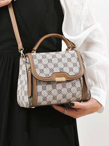 Fashionable Large Capacity Pattern Handbag, Elegant Middle-Aged Women Tote Bag - Grey - View 2