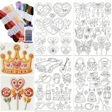 Pre-Printed Heart Plant Embroidery Stickers Water-Soluble Washable Non-Woven Stabilizer For DIY Sewing & Craft - A - View 1