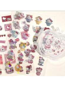 10张随机可爱猫咪图案贴纸，高品质卡通日式手账贴纸，适用于剪贴簿和覆膜工艺 - 彩色 - 查看 6