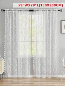 1 pieza Cortina romántica de unicolor con doble volante de encaje transparente, adecuada para dormitorio, sala de estar, balcón, decoración de jardín al aire libre, decoración del hogar diaria - Multicolor - Ver 16