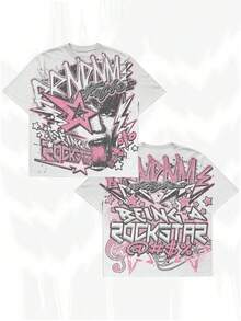 (180g 100 Percent Cotton T-Shirt) Men's T-Shirt Men's Casual  Comfortable, Fashionable T-Shirt, Street Style Double-Sided Printing Cotton   Playing Cards - 白色 - 查看 1