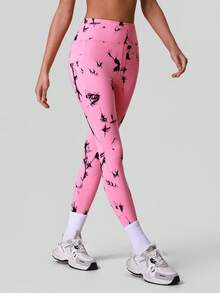 Sodalemon Leggings tie dye pour femmes à taille haute, pantalon de yoga, leggings de sport pour la gym avec poches latérales, collants de sport - Rose bonbon - Voir 7