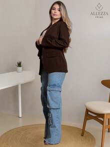 Max Blazer Tailored Luxury Casual Basic Social Sport Elegant Slim Fit Fitted New Release Simple Fabric Faux Pockets Blazer Evening Holiday Wedding Office Daily Birthday Party Formal And Evening Travel Stage And Concert Airport Wear All - 鏽棕色 - 查看 6
