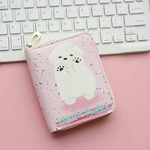 1pc Fashionable Cartoon Puppy Print Zipper Pouch, Compact Coin Purse Card Holder - Multicolor - View 9