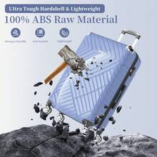 3/5 Piece Hardside Luggage Set (12, 18, 20, 24, 28 Inch), With Scratch-Resistant And Impact-Resistant ABS Shells, Spacious Design And Four 360-Degree Spinner Wheels - Baby Blue - View 3