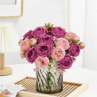 1 pieza Rosas artificiales, pequeñas rosas de espuma y plantas falsas adecuadas para decoración de primavera, decoración de boda, ramo de novia, decoración del hogar, cocina, sala de estar, dormitorio, decoración de balcón, decoración de boda, regalos del Día de San Valentín, decoración de Año Nuevo