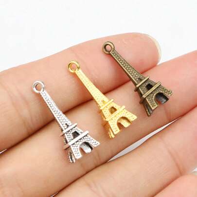 14个24x8毫米合金金属埃菲尔铁塔手工吊坠DIY首饰制作配件，适用于项链、钥匙扣、耳环