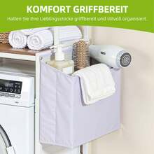 Yitahome Shelf For Above Washing Machine, Shelf For Above Toilet With 3 Shelves, Arched Design, Material Mix Of Metal And Wood With A Fabric Storage Bag, 64.5 X 190 X 40 Cm, White - 原木色+白色 - 查看 9