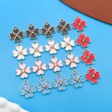 10个13x15毫米幸运四叶草吊坠 | 锌合金和珐琅玫瑰金设计，非常适合DIY手链、项链和耳环 - 彩色 - 查看 12