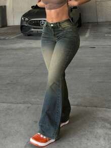 Elastic Skinny Flare Jeans For Teenagers, Suitable For All Seasons - Medium Wash - View 1