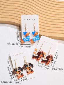 1 Pair Acrylic Cute Dachshund Series Reversible Printed Earrings, Lovely & Fun Gift For Women, Everyday Wear - Dachshund - View 6