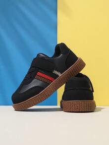 1 Pair New Soft Bottom Anti-Slip Flat Shoes, Fashion Novelty Classic Durable Toddler Boys' Sports Sneakers - Black - View 5