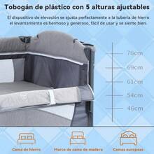Cuna Corral Plegable Viajero Bebé 5 En 1 Cambiador Exterior Color Negro Diseño De La Tela Gray - Gris Oscuro - Ver 3