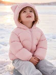 Balabala 2025秋冬季女童羽绒服，可爱连帽外套，男女童皆宜 - 白紅色 - 查看 3