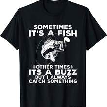 Camiseta divertida de pesca "A veces es un pez" - Negro 5 - Ver 1