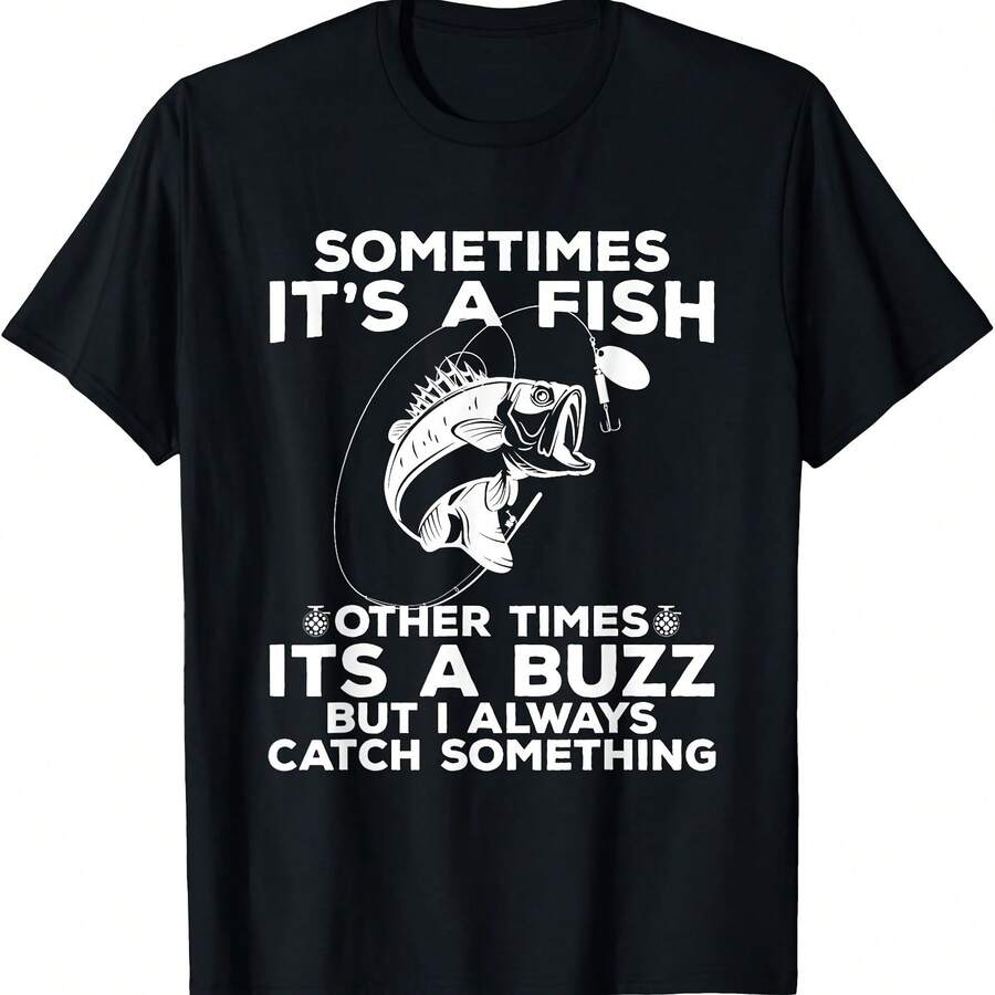 Camiseta divertida de pesca "A veces es un pez" - Negro 5 - Ver 1