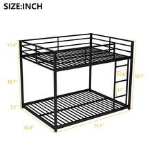 Contemporary Full Over Full Metal Bunk Bed - Low Profile Design With Integrated Ladder, Ideal For Small Spaces 77.2"L X 56"W X 53.7"H - Black - View 3