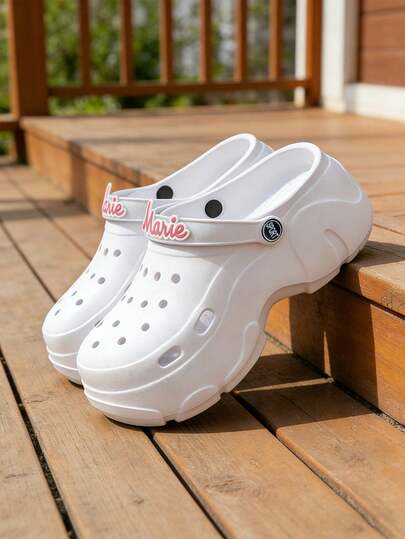 1 Pair Women's Slip-On Slippers, Fashionable Backless Floral Garden Shoes, Indoor Non-Slip Flat Sandals, EVA Beach Flip Flops