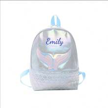 1pc Embroidered Customized Dreamy Mermaid Tail Colorful Cute Backpack, Colorful Mermaid Tail Design Student School Bag Can Embroider Your Own Name, Back To School Essential, Outdoor Travel - Multicolor - View 11