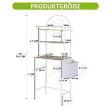 Yitahome Shelf For Above Washing Machine, Shelf For Above Toilet With 3 Shelves, Arched Design, Material Mix Of Metal And Wood With A Fabric Storage Bag, 64.5 X 190 X 40 Cm, White - 原木色+白色 - 查看 6