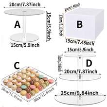 1个亚克力蛋糕架，纸杯蛋糕展示架，甜点展示架，亚克力托盘，适用于婚礼、生日、派对蛋糕桌 - 彩色 - 查看 7