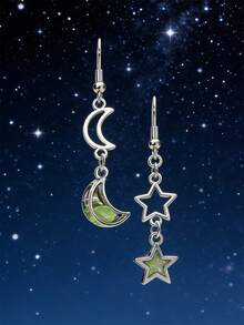 Star Decor Drop Earrings - Silver - View 15