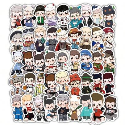 60张不重复的Rayan手绘贴纸，可爱DIY手账素材，防水粘性强，适用于书籍、笔记本电脑、手提包、水瓶、手机等剪贴簿，个性化卡通装饰工艺品