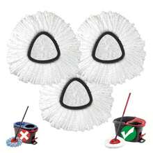 Mop Head Replacement, 3 Pack Spin Mop Refill Replace Head Compatible O Cedar Easywring 1-Tank System, Great Cleaning Power, Microfiber, Helper Housework, Machine Washable Easy-To-Replace, White - A - Xem 1