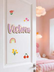Customized Double-Layer Wooden Name Plate, Can Be Personalized With Name Or Letter Logo, Suitable For Children's Room And Bedroom. Also Can Be Used As Home Wall Decor, Party Decor Or Children's Room Decor. This Is A Fashionable, Minimalist, Unique Personalized Gift, Ideal For DIY Custom Birthday Gift, Back To School Gift, Housewarming Gift, Party Gift, Christmas Gift And Children's Gift.,Party Favors For Kids, Custom Party Favors - Multicolor - View 2