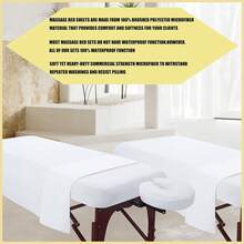 Massage Table Sheets 2 Sets, 3 Pcs Professional Microfiber Massage Bed Cover Sheets, Soft, Light-Weight, Stain & Wrinkle Resistant, Includes Flat & Fitted Sheet, Face Cradle Cover - White - White - View 8