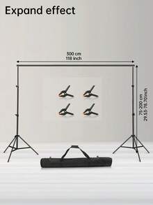 Adjustable Black Photography Backdrop Stand, Without Backdrop Cloth, Photo Studio Props Shooting Support Set - Black - View 11