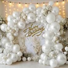 140Pcs White And Pearl White Balloon Arch Garland Kit,For Wedding Valentine Mather's Day Baby Bridal Shower Birthday Anniversary Decorations - trắng - Xem 3