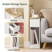 SoBuy Nightstand With Drawer For Box Spring Bed, Sofa Table, White, Approx. 20x60x35cm (WxHxD), FBT111-WN, Narrow Side Table, Telephone Table, Bedside Shelf, Hanging Shelf, Nightstand, Side Table, MDF (E1) - 全白色 - 查看 6