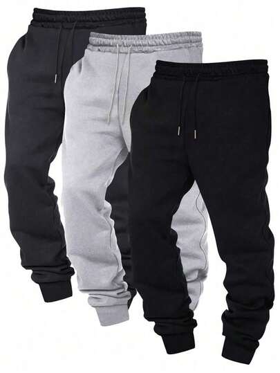 男士纯色抽绳运动裤，适合户外慢跑、健身房锻炼，单腿九分钟裤，春秋季男士运动休闲裤