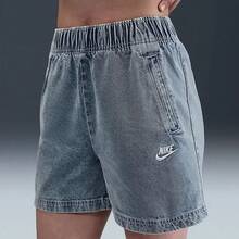 Nike Women's Denim Shorts With Embroidered Logo, Breathable And Versatile - Blue - View 2