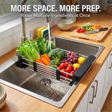1PC Multifunctional Space-Saving  Stainless Steel Retractable Drainage Basket, Kitchen Sink Collapsible Drainer Rack, Fruit Vegetable Washing Storage Basket For Home Kitchen Countertop Apartment RV Daily Use - 彩色 - 查看 6
