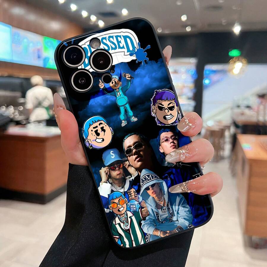 Estuche para teléfono con diseño gráfico bendecido estilo dibujos animados Compatible con teléfonos 17 16 Pro Max 15 Pro Max 13 y 12 Hecho de material TPU, brinda protección contra golpes y caídas Es un regalo único para familiares, amigos y seres queridos - Negro - Ver 1