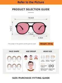 1pc Unisex Double Bridge Large Frame High Quality Minimalist Fashion Glasses, Suitable For Travel, Vacation, Casual, Party, And Daily Wear - Black Frame Red Film - View 2