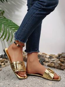 Nuevas sandalias planas de moda para mujer - Dorado - Ver 6