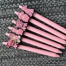 5/10pcs Pink Highland Cow Theme Neutral Pens, Pink Highland Cow Retractable Ballpoint Pens, Office Stationery Pink Highland Cow Theme Neutral Pens - Sets - View 6