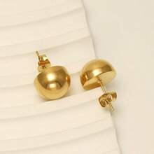 一对简约法式风格的半球形耳钉，采用永不褪色的不锈钢材质制成。非常适合日常休闲佩戴，百搭实用。 - 彩色 - 查看 3