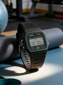 Casio 卡西欧数字手表，标准防水，男士手表，石英经典小方表盘，LED 背光秒表，正装表，常规时间显示，每日闹铃，轻巧便携，男士手表，模拟指针手表，腕表，日常佩戴，生日礼物，周年纪念礼物，情人节礼物 - 黑色 - 查看 9