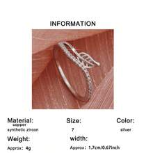 1 chiếc nhẫn cưới thiết kế rỗng, khảm đá Zirconia trắng. - Bạc - Xem 6