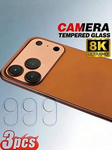 3 piezas Protector de pantalla de vidrio templado de cobertura completa compatible con iPhone 17/17 Pro/17 Pro Max/16 Pro Max/17 Air/15/14/13/12/11, anti-arañazos aplicable a protección diaria, oficina, hogar. Protector de lente de cámara a prueba de agua, a prueba de golpes, resistente a caídas y arañazos - transparente - Ver 32