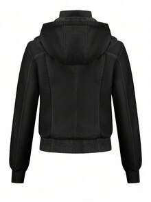 Giolshon Women's Casual Versatile Drawstring Jacket Perfect For Spring And Fall Closet - Black - View 5