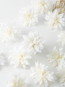 12PCS Champagne Colored Simulated Dahlias With Stem Artificial Flowers, Silk Artificial Flower Simulation Plants, Suitable For Home Room Decoration, Spring Dining Table Center Decoration, Outdoor Garden Center Decoration - White - View 7