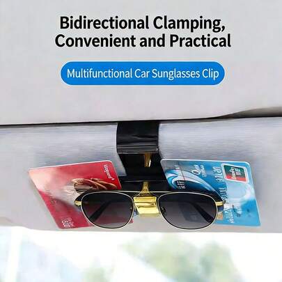 Bộ 1 kẹp giữ kính thời trang gắn trên tấm che nắng ô tô, màu trơn, kẹp móc giữ kính, kẹp giữ kính kèm ngăn đựng hóa đơn/thẻ, kẹp giữ kính thời trang cho ô tô, kẹp giữ kính thời trang chính hãng, kẹp móc giữ kính, phụ kiện tấm che nắng nội thất ô tô, dụng cụ lưu trữ hoàn hảo cho mọi không gian nội thất xe.